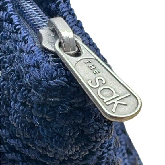 The Sak Women’s Navy Blue Crochet Zipper Closure Double Strap Shoulder Bag Sz M - Picture 6 of 11